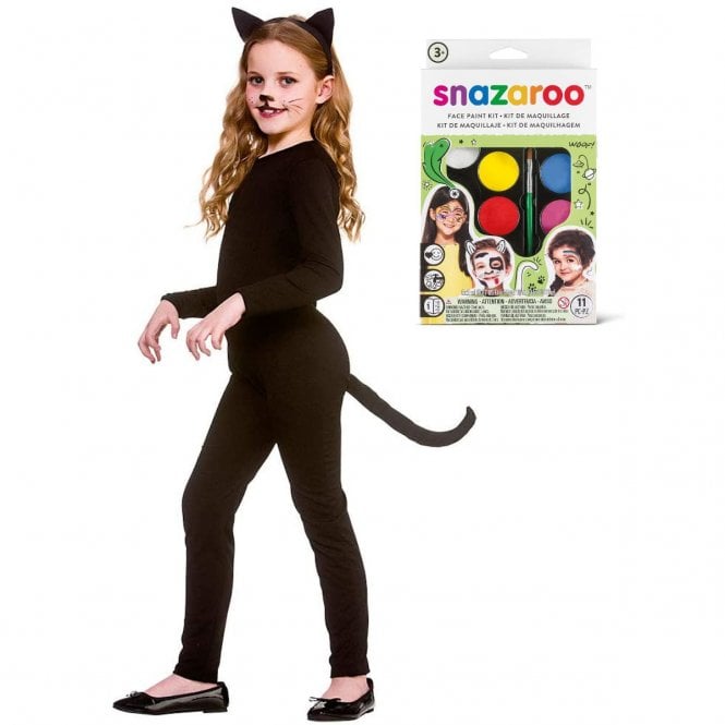Black Cat - Kids Costume Set (Costume, Snazaroo Make-Up Set)