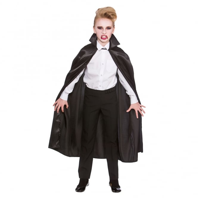 Black Deluxe Satin Cape with Collar - Kids Accessory