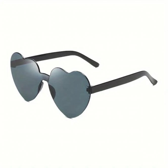Black Heart-Shaped Rimless Sunglasses