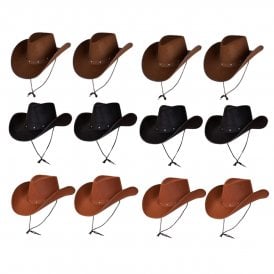 Black, Light Brown & Dark Brown Texan Cowboy Hats - Multipacks