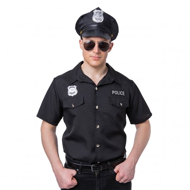 BLACK Police Shirt - Adult Accessory