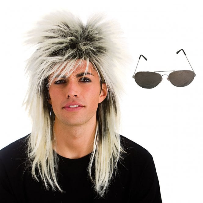 Blonde Rocker Wig + Mirrored Specs - Adult Accessory Set
