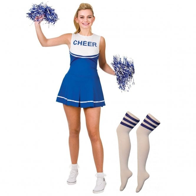 BLUE High School Cheerleader + Over The Knee Socks 