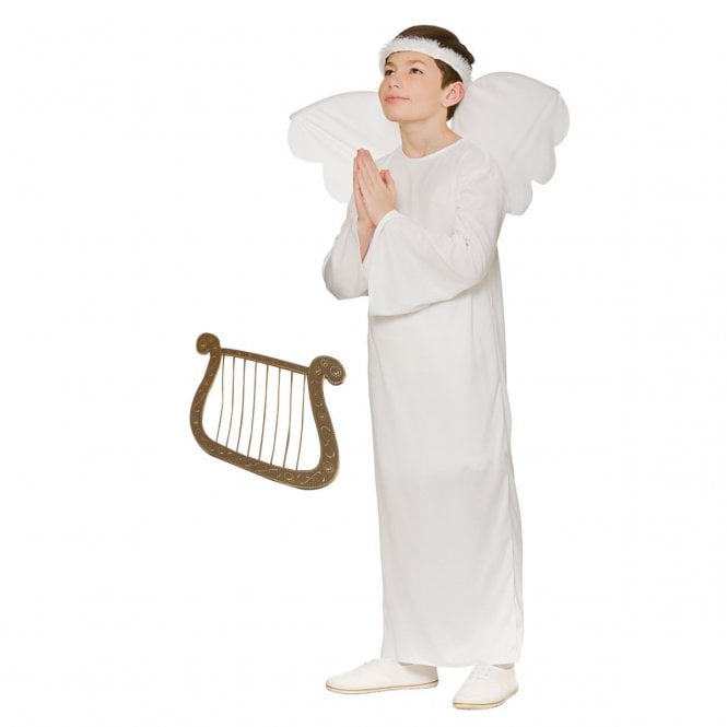 Boys Nativity Angel - Kids Costume Set (Costume, Gold Harp)