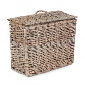 Brown Rectangular Toilet Tidy Lidded Basket