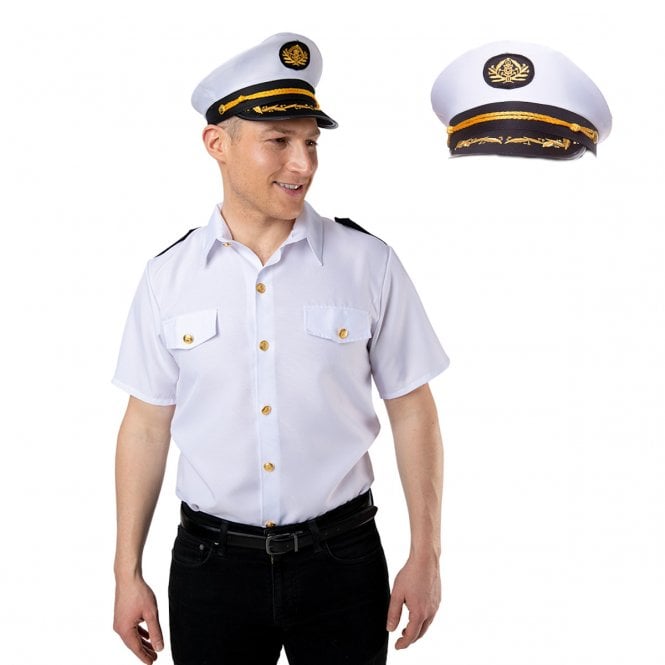 Captain or Pilot White Shirt + Captain White Hat
