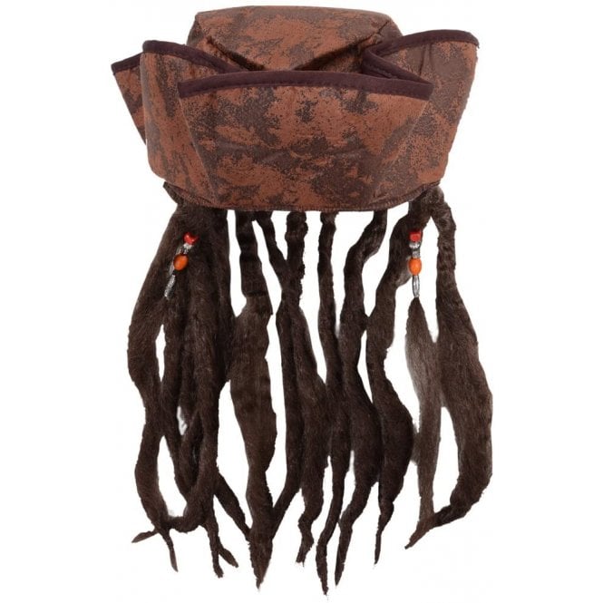 Caribbean Pirate Hat with Braids & Beads - Adult Accessory