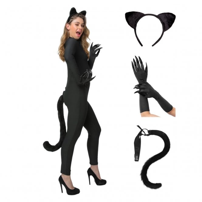 Cat Suit + Giant Cat Tail with Ears + Cat Gloves