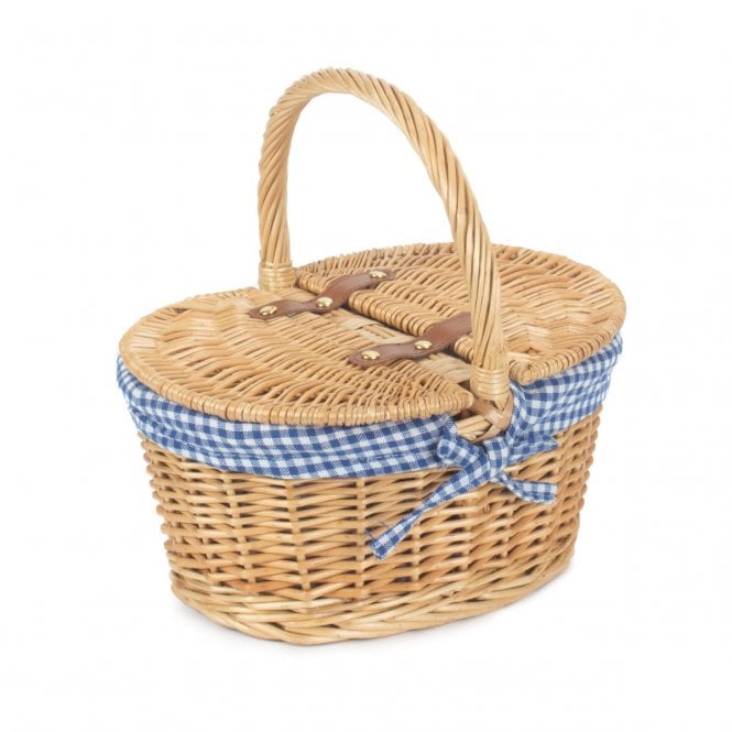 Child Lined Oval Lidded Hamper (Blue) (L x W x H) 29 x 22 x 15cm