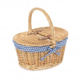 Child Lined Oval Lidded Hamper (Blue) (L x W x H) 29 x 22 x 15cm