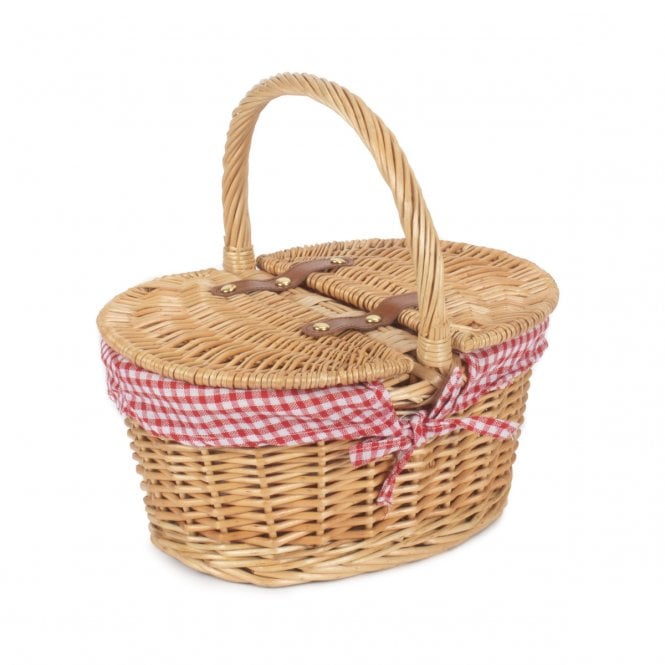 Child Lined Oval Lidded Hamper (Red) (L x W x H) 29 x 22 x 15cm