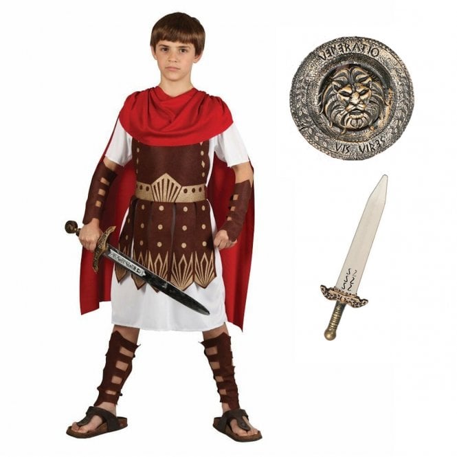 Child Roman Centurion Costume + Roman Sword & Shield Set (2-Piece)