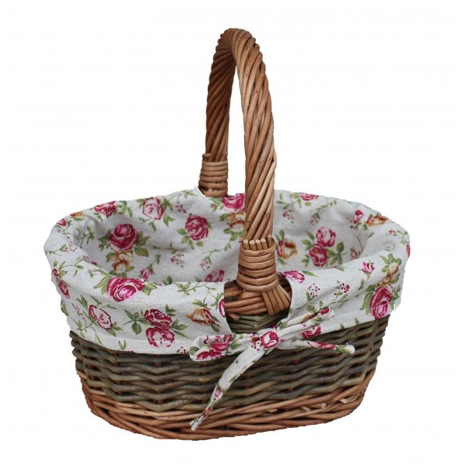Child's Country Oval Shopper With Garden Rose Lining