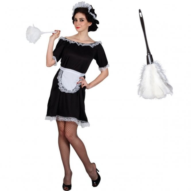 Classic French Maid Costume + Feather Duster