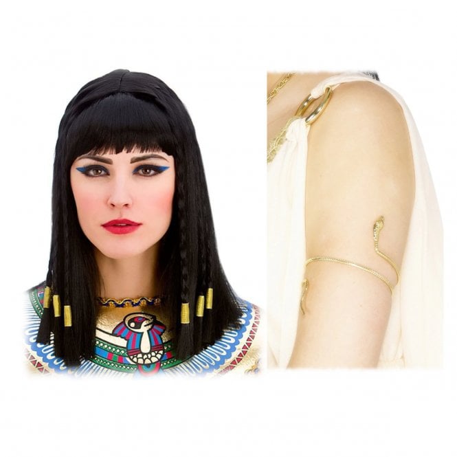 Cleopatra Wig + Egyptian Snake Bracelet