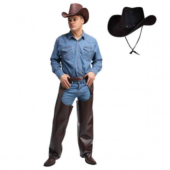 Cowboy Chaps + Texan Cowboy Black Hat