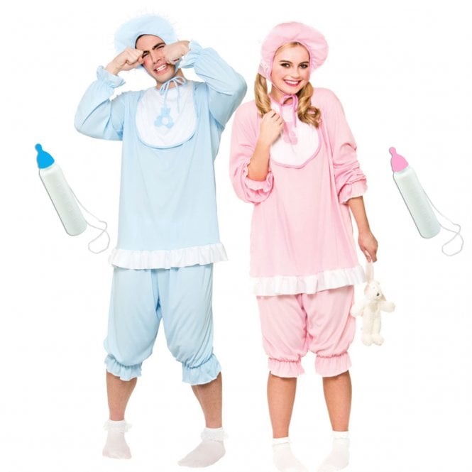 Cute Baby Girl (Pink) + Big Cry Baby (Blue) + 2 Bottles (1 Pink, 1 Blue)