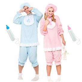 Cute Baby Girl (Pink) + Big Cry Baby (Blue) + 2 Bottles (1 Pink, 1 Blue)
