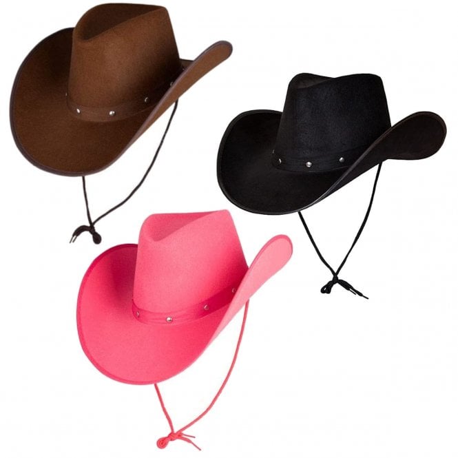 DARK BROWN + PINK + BLACK Texan Cowboy Hat