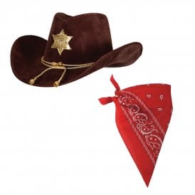 Deluxe Sheriff Hat + Red Bandana