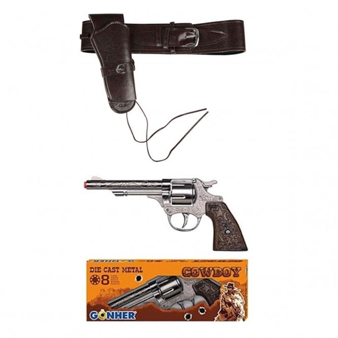Deluxe Cowboy Holster + Die-cast Metal 8 Shot Cap Gun 