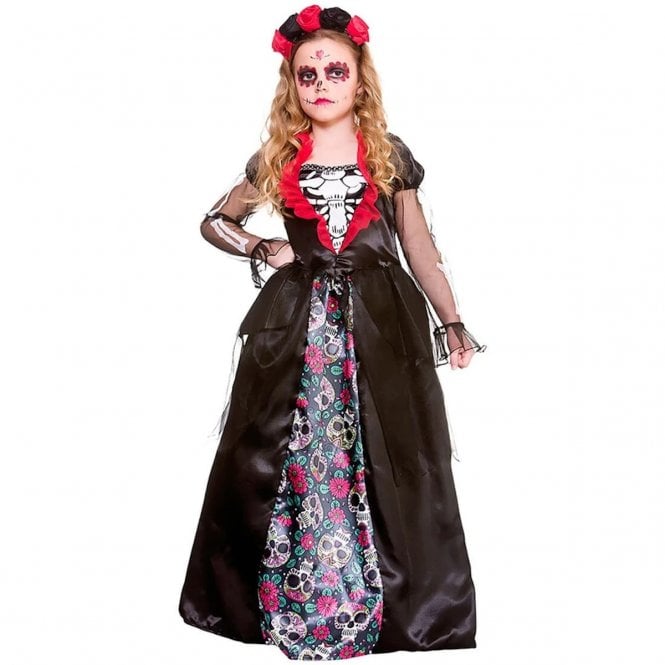 Deluxe Day of the Dead - Kids Costume 11-13 Years IMPERFECT