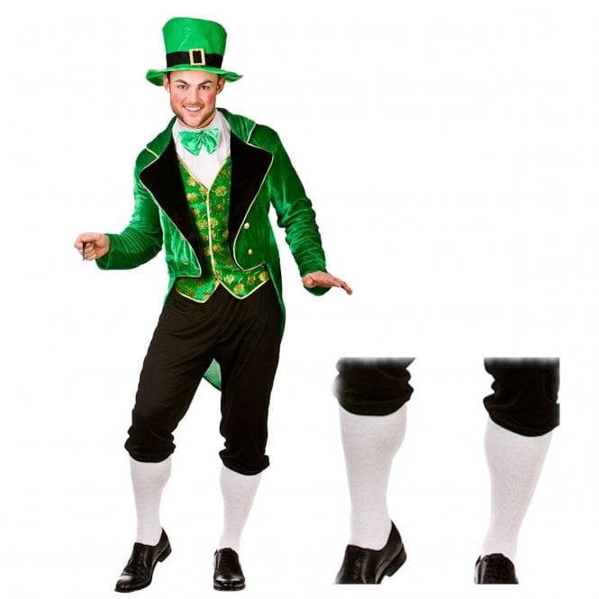Deluxe Leprechaun - Adult Costume Set (Costume, White Knee Socks)