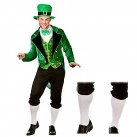 Deluxe Leprechaun - Adult Costume Set (Costume, White Knee Socks) 