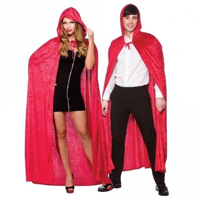 Deluxe Red Brushed Velvet Hooded Cape (140cm) - Adult Accessory
