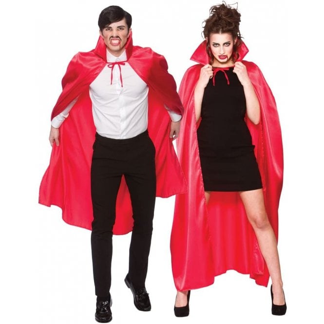 Deluxe Red Satin Cape with Collar (132cm) - Adult Accessory