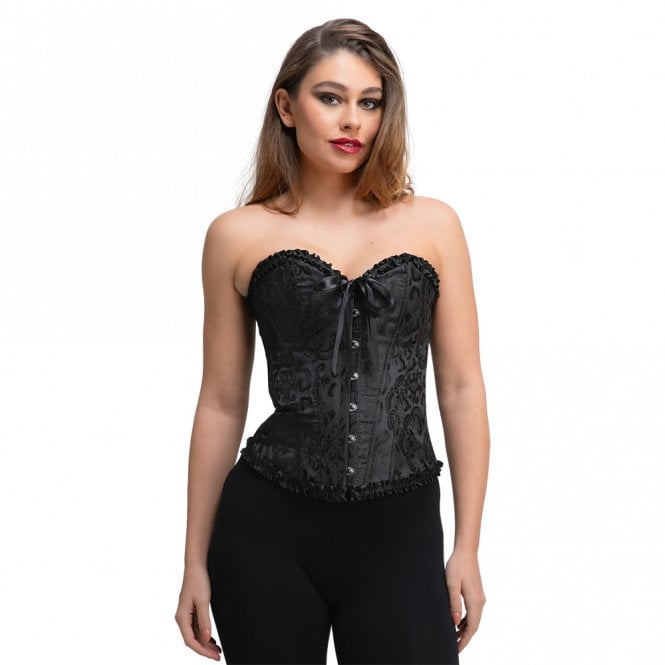 Deluxe Satin/Lace Corset -Black