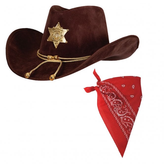 Deluxe Sheriff Hat + RED Paisley Print Bandana