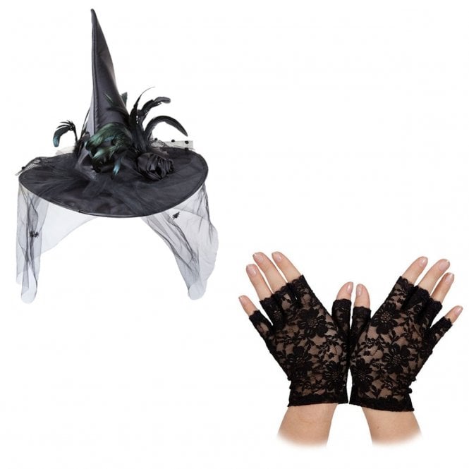 Deluxe Witch Hat + Fingerless Gloves 