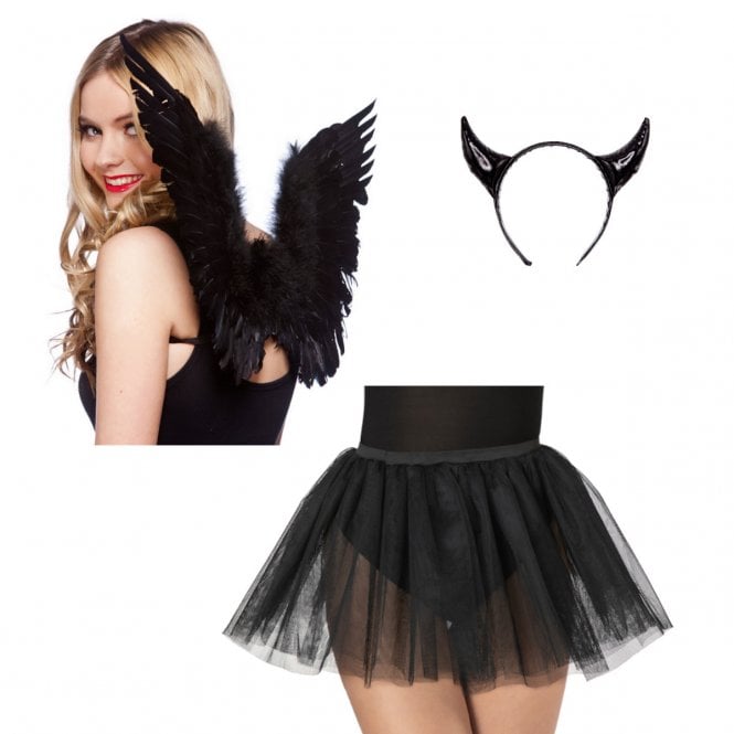 Devil 3 Piece Set - Black (Horns, Wings, Tutu)