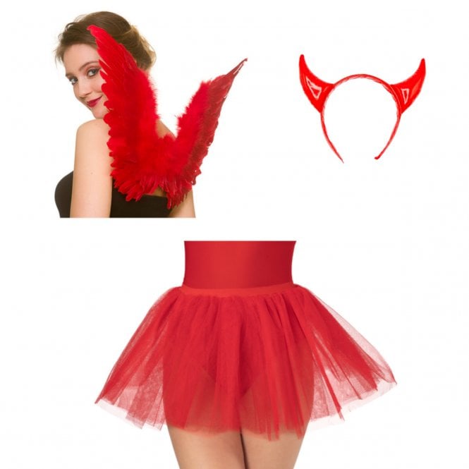 Devil 3 Piece Set - Red (Horns, Wings, Tutu)