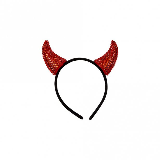 Devil Horns Headband - Red Rhinestone
