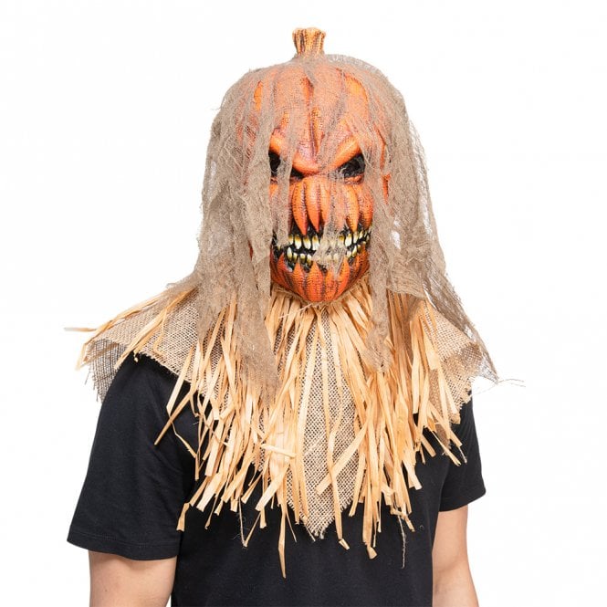Evil Pumpkin Scarecrow Full Head Latex Mask