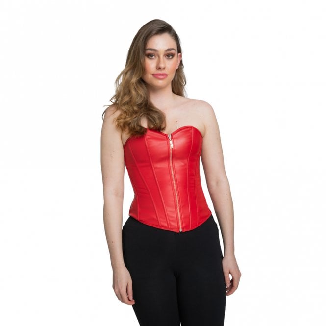 Faux Leather Corset - Red