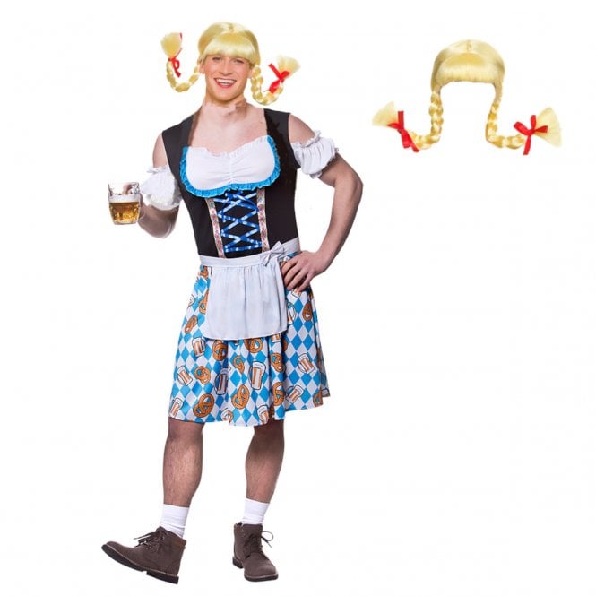 Funny Bavarian Beer Girl Costume + Wire to Shape Wig