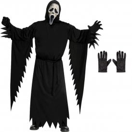 Ghost Face® Aged Costume (One Size) + Black Gloves 