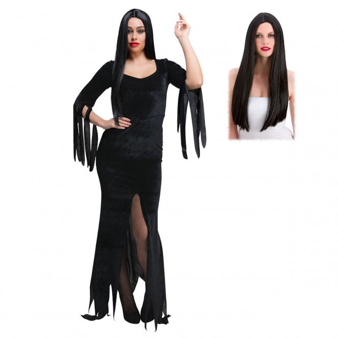 Gothic Lady - Velvet + Classic Long Black Wig