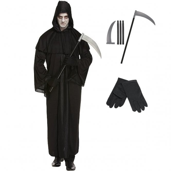 Grim Reaper Death Robe + Black Gloves + Scythe
