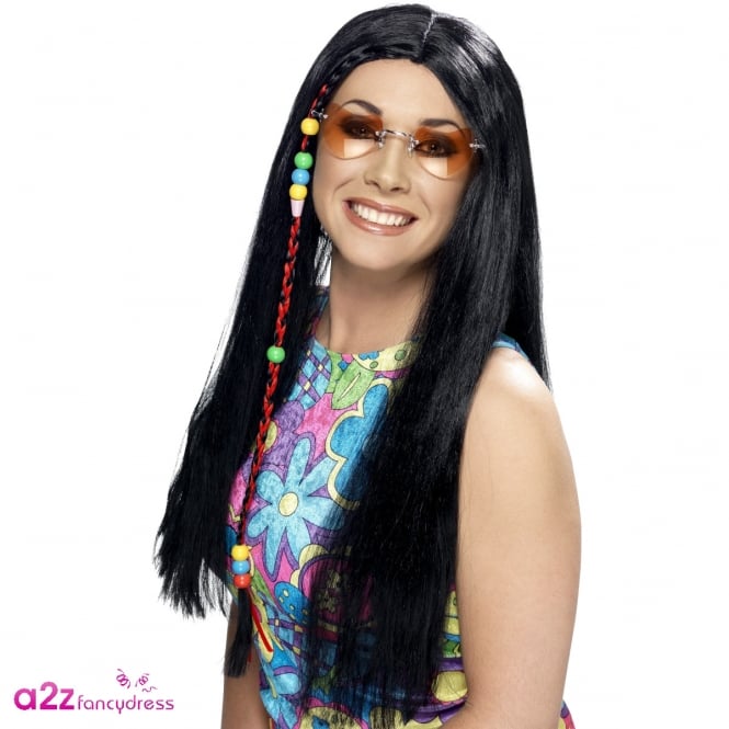 Hippy Party Wig (Black) - Adult Accessory
