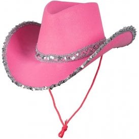 Texan Cowgirl Hot Pink Sequin Hat - Adult Accessory