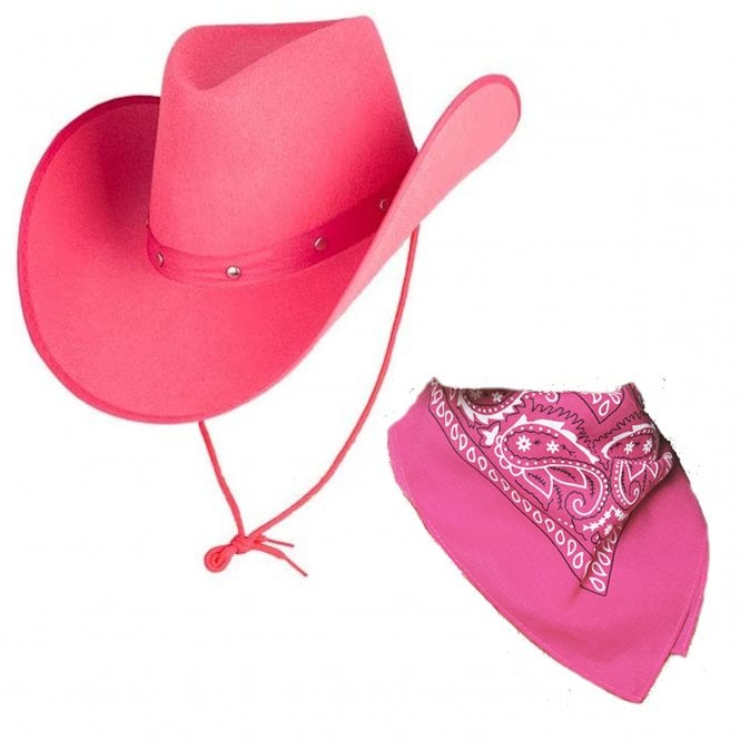 HOT PINK Texan Cowboy Hat + HOT PINK Bandana