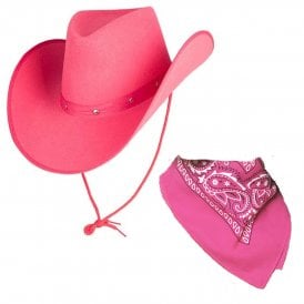 HOT PINK Texan Cowboy Hat + HOT PINK Bandana