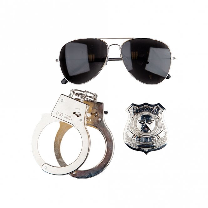 Instant Cop Set (Glasses, Handcuffs, Badge)