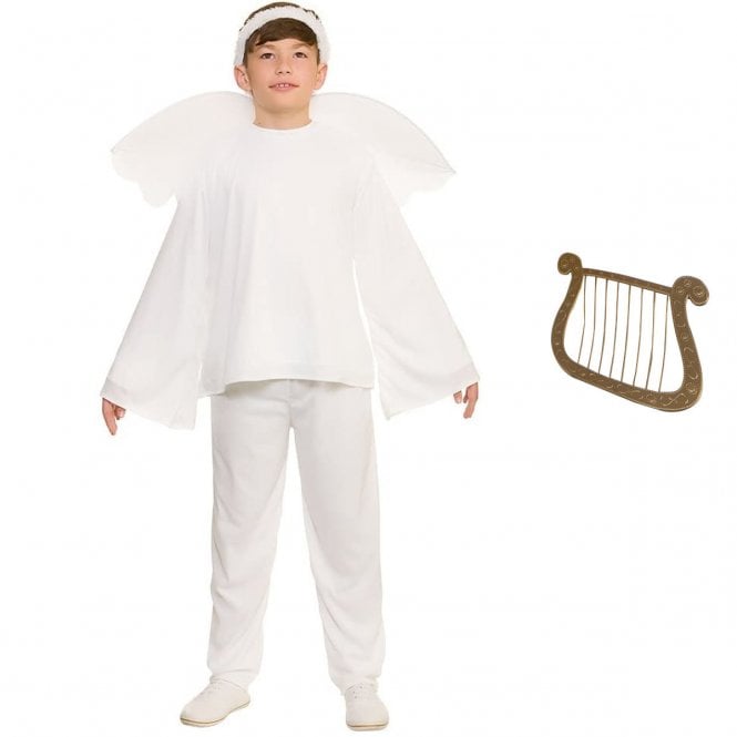 Kids Christmas Angel With Trousers + Gold Harp