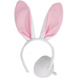 Kids Easter Bunny/White Rabbit Ears & Tail Set