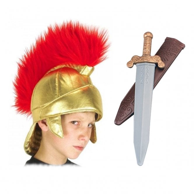 Kids Roman Fabric Helmet & Roman Sword